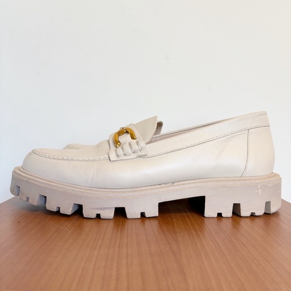 Zara Shoes - Zara Horse Bit Cream Chunky Soft Academia Loafers with Gold Accent - size 40